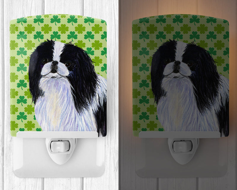 Japanese Chin St. Patrick's Day Shamrock Portrait Ceramic Night Light SS4398CNL