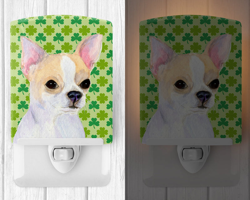 Chihuahua St. Patrick's Day Shamrock Portrait Ceramic Night Light SS4405CNL