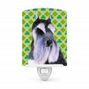 Schnauzer St. Patrick's Day Shamrock Portrait Ceramic Night Light Compact, UL-Certified, Ideal for Bedroom, Bathroom, Nursery, Hallway, Kitchen, 6x4x3, Multicolor