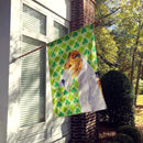 Fox Terrier St. Patrick's Day Shamrock Portrait House Flag 28x40 Porch Sleeve Pole Decorative Outside Yard Banner Artwork Wall Hanging, Polyester