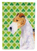 Fox Terrier St. Patrick's Day Shamrock Portrait House Flag 28x40 Porch Sleeve Pole Decorative Outside Yard Banner Artwork Wall Hanging, Polyester