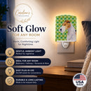 Fox Terrier St. Patrick's Day Shamrock Portrait Ceramic Night Light Compact, UL-Certified, Ideal for Bedroom, Bathroom, Nursery, Hallway, Kitchen, 6x4x3, Multicolor