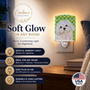Maltese St. Patrick's Day Shamrock Portrait Ceramic Night Light Compact, UL-Certified, Ideal for Bedroom, Bathroom, Nursery, Hallway, Kitchen, 6x4x3, Multicolor