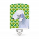 Bedlington Terrier St. Patrick's Day Shamrock Portrait Ceramic Night Light Compact, UL-Certified, Ideal for Bedroom, Bathroom, Nursery, Hallway, Kitchen, 6x4x3, Multicolor