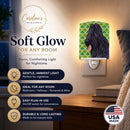 Briard St. Patrick's Day Shamrock Portrait Ceramic Night Light Compact, UL-Certified, Ideal for Bedroom, Bathroom, Nursery, Hallway, Kitchen, 6x4x3, Multicolor