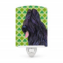 Briard St. Patrick's Day Shamrock Portrait Ceramic Night Light Compact, UL-Certified, Ideal for Bedroom, Bathroom, Nursery, Hallway, Kitchen, 6x4x3, Multicolor