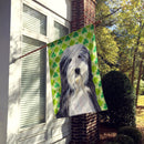 Bearded Collie St. Patrick's Day Shamrock Portrait House Flag 28x40 Porch Sleeve Pole Decorative Outside Yard Banner Artwork Wall Hanging, Polyester