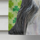 Bearded Collie St. Patrick's Day Shamrock Portrait House Flag 28x40 Porch Sleeve Pole Decorative Outside Yard Banner Artwork Wall Hanging, Polyester