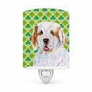 Clumber Spaniel St. Patrick's Day Shamrock Portrait Ceramic Night Light Compact, UL-Certified, Ideal for Bedroom, Bathroom, Nursery, Hallway, Kitchen, 6x4x3, Multicolor