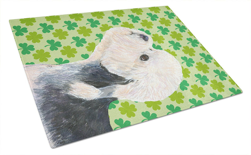 Dandie Dinmont Terrier St. Patrick's Day Shamrock  Glass Cutting Board Large