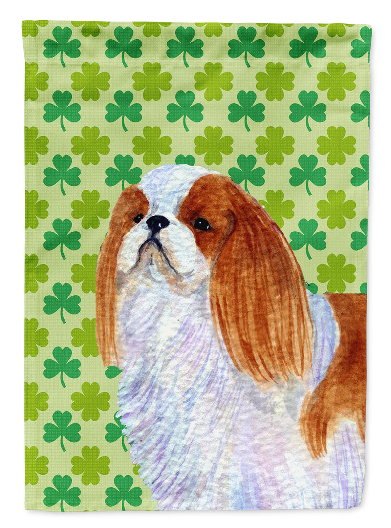 English Toy Spaniel St. Patrick's Day Shamrock Portrait Flag Canvas House Size