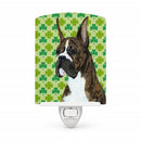 Boxer St. Patrick's Day Shamrock Portrait Ceramic Night Light Compact, UL-Certified, Ideal for Bedroom, Bathroom, Nursery, Hallway, Kitchen, 6x4x3, Multicolor
