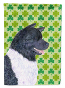 Akita St. Patrick's Day Shamrock Portrait Garden Flag – Decorative Outdoor Yard Flag