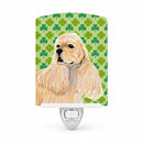 Cocker Spaniel St. Patrick's Day Shamrock Portrait Ceramic Night Light Compact, UL-Certified, Ideal for Bedroom, Bathroom, Nursery, Hallway, Kitchen, 6x4x3, Multicolor