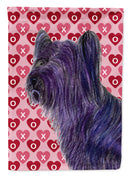 Skye Terrier Hearts Love and Valentine's Day Portrait Garden Flag – Decorative Outdoor Yard Flag