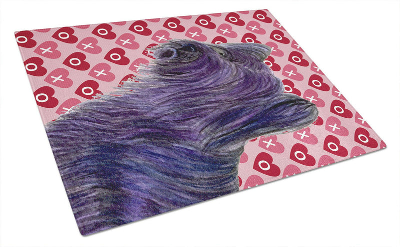 Skye Terrier Hearts Love and Valentine's Day Portrait Glass Cutting Boards – Durable, Decorative Kitchen Art Large
