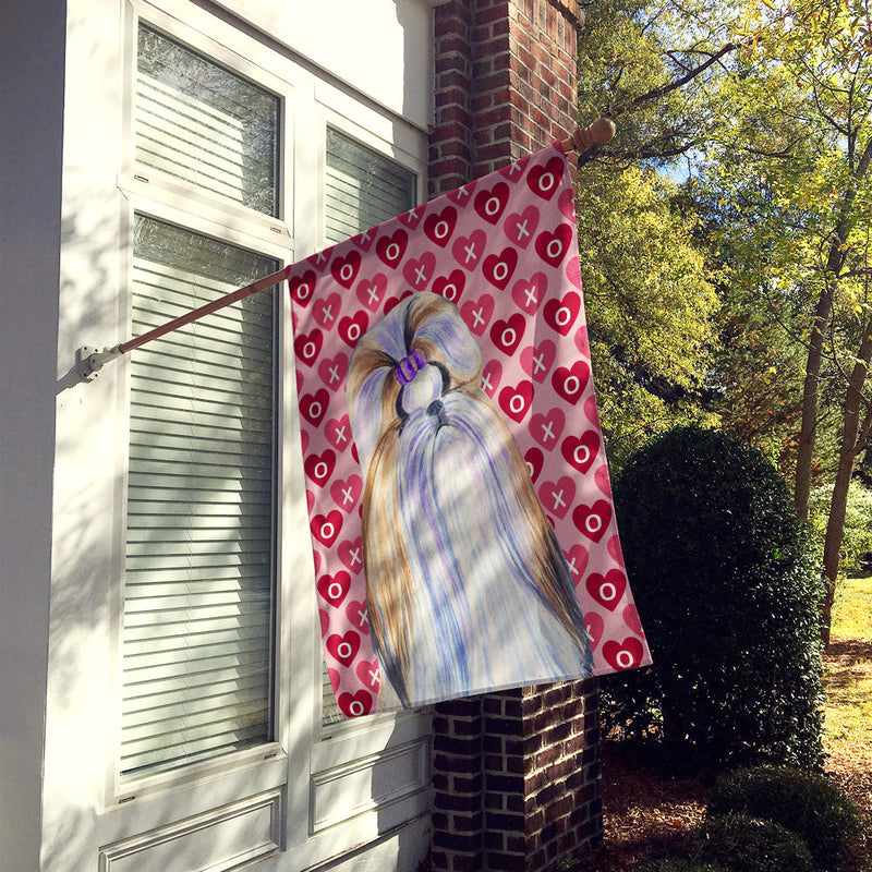 Shih Tzu Hearts Love and Valentine's Day Portrait Flag Canvas House Size