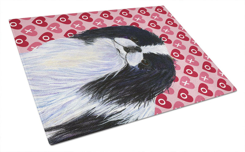 Japanese Chin Hearts Love and Valentine's Day Glass Cutting Boards – Durable, Decorative Kitchen Art Large