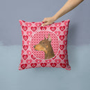 Doberman Hearts Love and Valentine's Day Portrait Throw Pillow - 14x14 Decorative Pillow – Art for Your Home & Patio SS4468PW1414