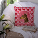 Doberman Hearts Love and Valentine's Day Portrait Throw Pillow - 14x14 Decorative Pillow – Art for Your Home & Patio SS4468PW1414