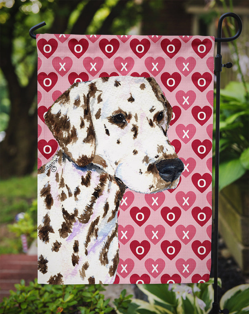 Dalmatian Hearts Love and Valentine's Day Portrait Garden Flag – Decorative Outdoor Yard Flag
