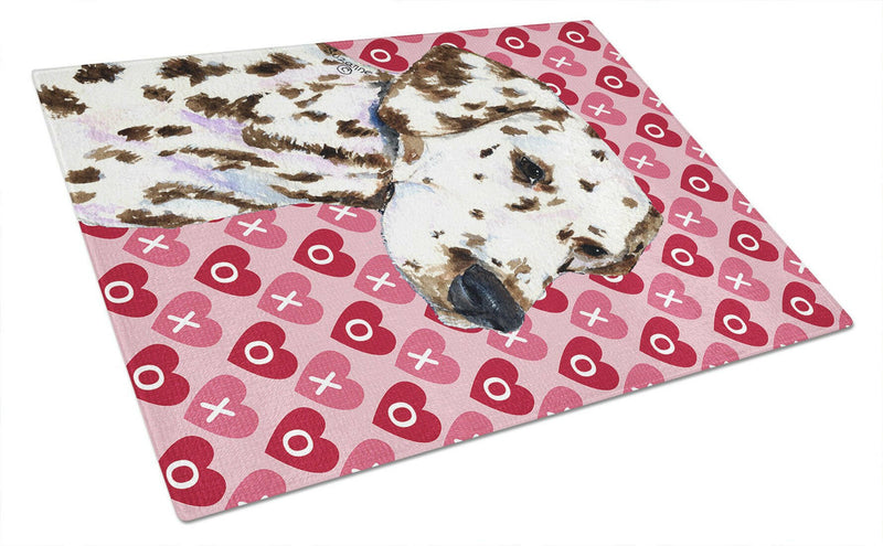 Dalmatian Hearts Love and Valentine's Day Portrait Glass Cutting Boards – Durable, Decorative Kitchen Art Large