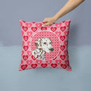 Dalmatian Hearts Love and Valentine's Day Portrait Throw Pillow - 14x14 Decorative Pillow – Art for Your Home & Patio SS4469PW1414