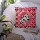 Dalmatian Hearts Love and Valentine's Day Portrait Throw Pillow - 14x14 Decorative Pillow – Art for Your Home & Patio SS4469PW1414