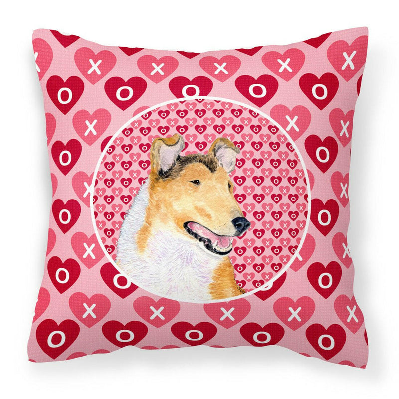 Collie Smooth Hearts Love and Valentine's Day Portrait Fabric Decorative Pillow SS4470PW1414