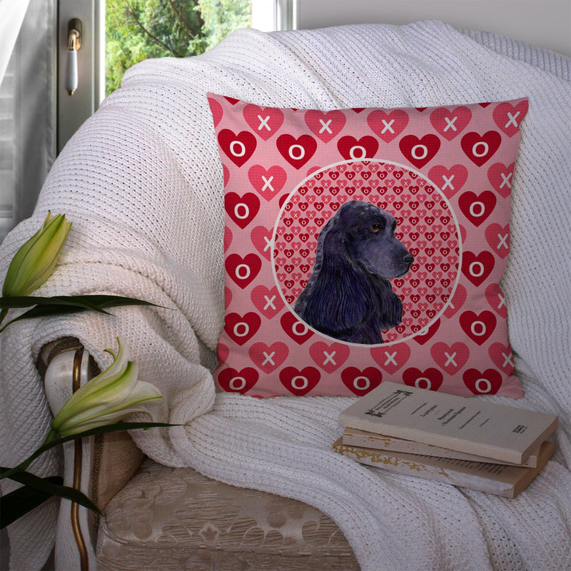 Black Cocker Spaniel Hearts Love Valentine's Day Throw Pillow - 14x14 Decorative Pillow – Art for Your Home & Patio SS4471PW1414