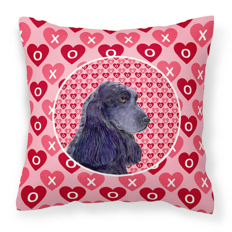 Black Cocker Spaniel Hearts Love Valentine's Day Fabric Decorative Pillow SS4471PW1414