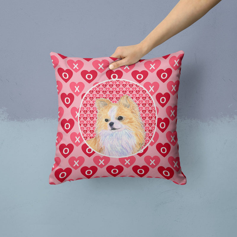 Chihuahua Hearts Love and Valentine's Day Portrait Throw Pillow - 14x14 Decorative Pillow – Art for Your Home & Patio SS4473PW1414