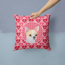 Chihuahua Hearts Love and Valentine's Day Portrait Throw Pillow - 14x14 Decorative Pillow – Art for Your Home & Patio SS4474PW1414