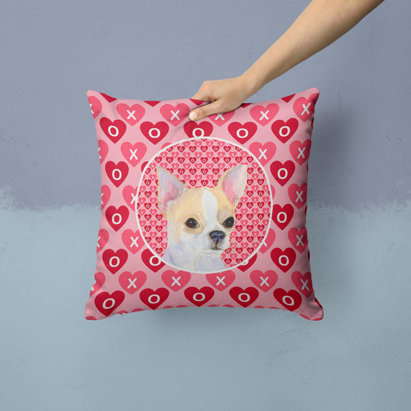 Chihuahua Hearts Love and Valentine's Day Portrait Throw Pillow - 14x14 Decorative Pillow – Art for Your Home & Patio SS4474PW1414