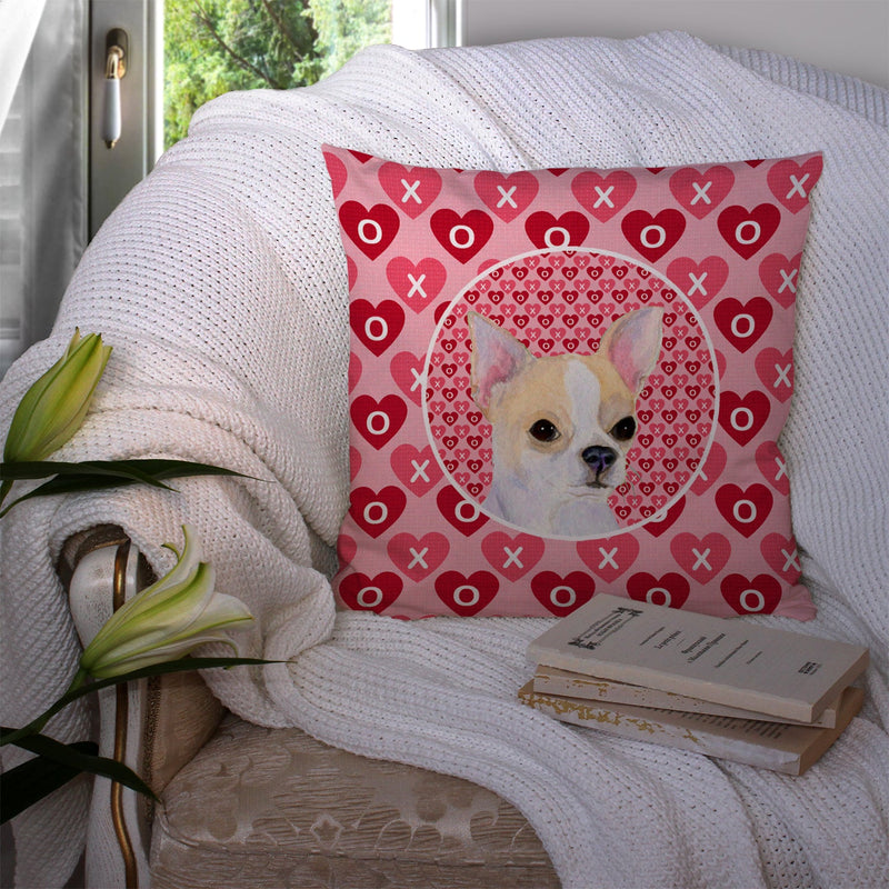 Chihuahua Hearts Love and Valentine's Day Portrait Throw Pillow - 14x14 Decorative Pillow – Art for Your Home & Patio SS4474PW1414