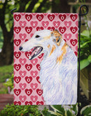 Borzoi Hearts Love and Valentine's Day Portrait Garden Flag – Decorative Outdoor Yard Flag