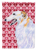 Borzoi Hearts Love and Valentine's Day Portrait Garden Flag – Decorative Outdoor Yard Flag