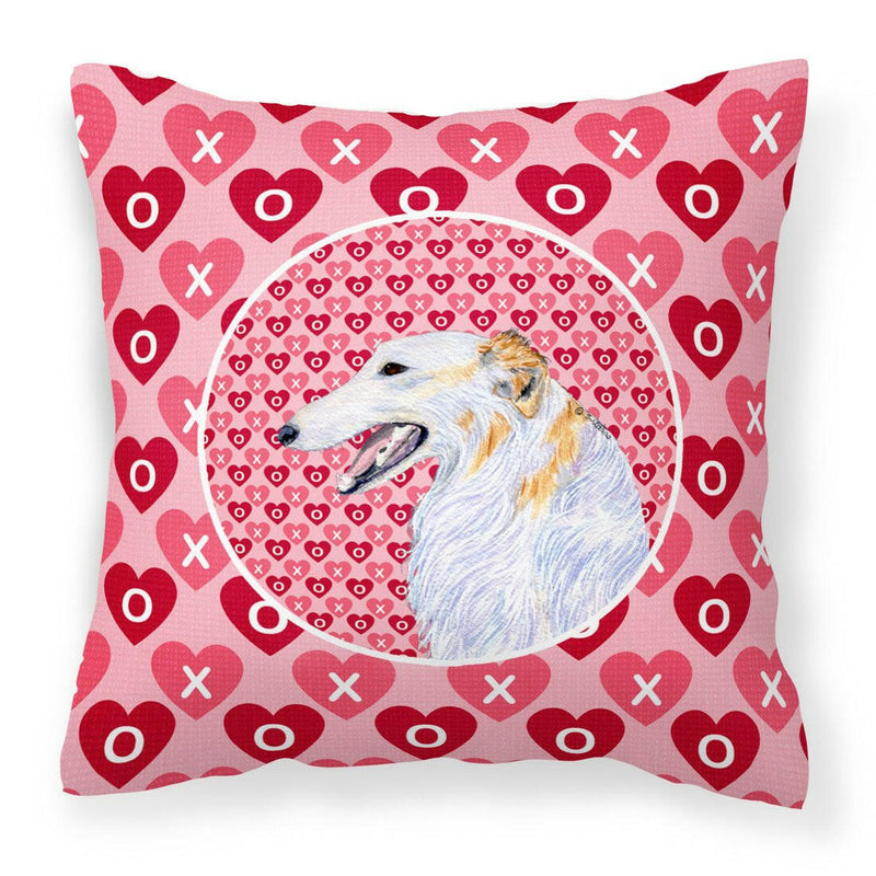 Borzoi Hearts Love and Valentine's Day Portrait Fabric Decorative Pillow SS4475PW1414