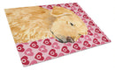 Golden Retriever Hearts Love and Valentine's Day Glass Cutting Boards – Durable, Decorative Kitchen Art Large