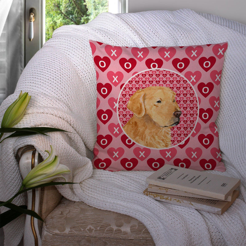 Golden Retriever Hearts Love Valentine's Day Throw Pillow - 14x14 Decorative Pillow – Art for Your Home & Patio SS4476PW1414