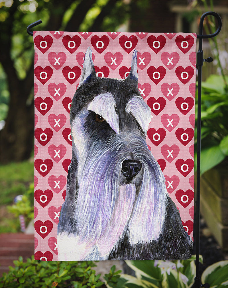 Schnauzer Hearts Love and Valentine's Day Portrait Garden Flag – Decorative Outdoor Yard Flag