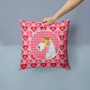 Fox Terrier Hearts Love and Valentine's Day Portrait Throw Pillow - 14x14 Decorative Pillow – Art for Your Home & Patio SS4478PW1414