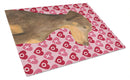Doberman Hearts Love and Valentine's Day Portrait Glass Cutting Boards – Durable, Decorative Kitchen Art Large