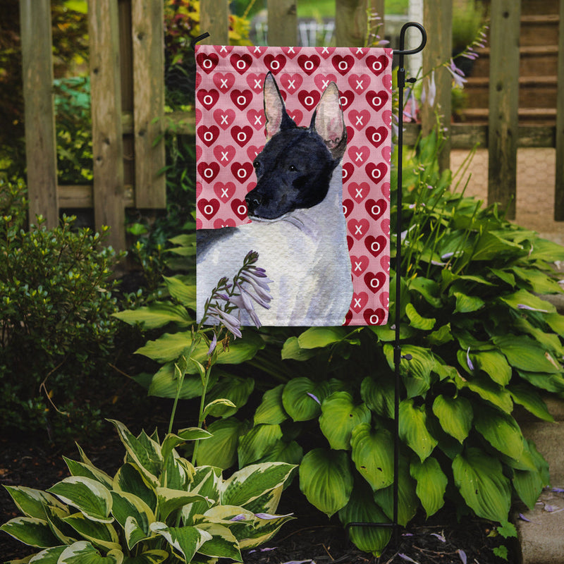 Rat Terrier Hearts Love and Valentine's Day Portrait Garden Flag – Decorative Outdoor Yard Flag