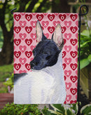 Rat Terrier Hearts Love and Valentine's Day Portrait Garden Flag – Decorative Outdoor Yard Flag