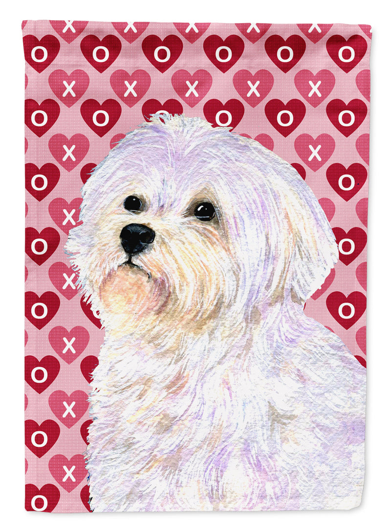 Maltese Hearts Love and Valentine's Day Portrait Flag Canvas House Size