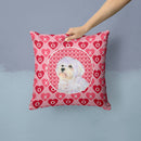 Maltese Hearts Love and Valentine's Day Portrait Throw Pillow - 14x14 Decorative Pillow – Art for Your Home & Patio SS4481PW1414