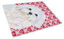 Maltese Hearts Love and Valentine's Day Portrait Glass Cutting Boards – Durable, Decorative Kitchen Art Large