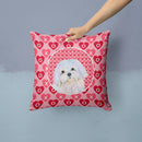 Maltese Hearts Love and Valentine's Day Portrait Throw Pillow - 14x14 Decorative Pillow – Art for Your Home & Patio SS4482PW1414