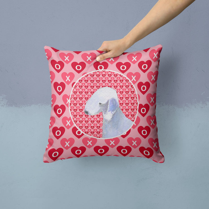 Bedlington Terrier Hearts Love and Valentine's Day Portrait Throw Pillow - 14x14 Decorative Pillow – Art for Your Home & Patio SS4483PW1414